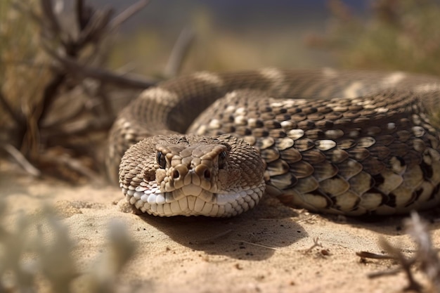 Image of rattlesnake on the sand Reptile Wild Animals Illustration Generative AI