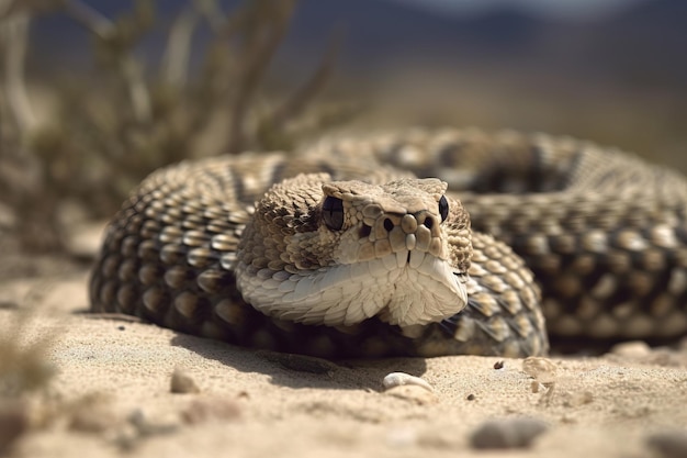 Image of rattlesnake on the sand Reptile Wild Animals Illustration Generative AI