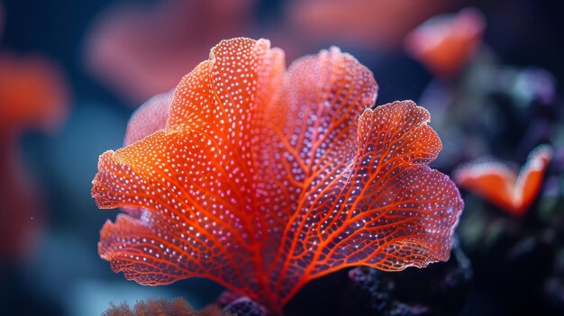 Foto un'immagine di corallo a ventaglio rosso in primo piano