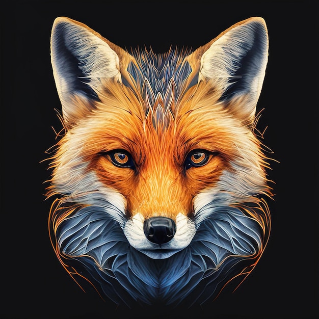 The image of a red fox face The concept of a generated AI illustration of an animal