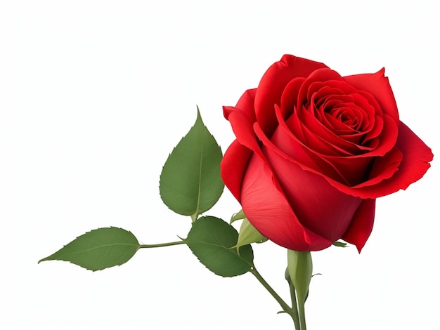 Image of a red rose on white blackground