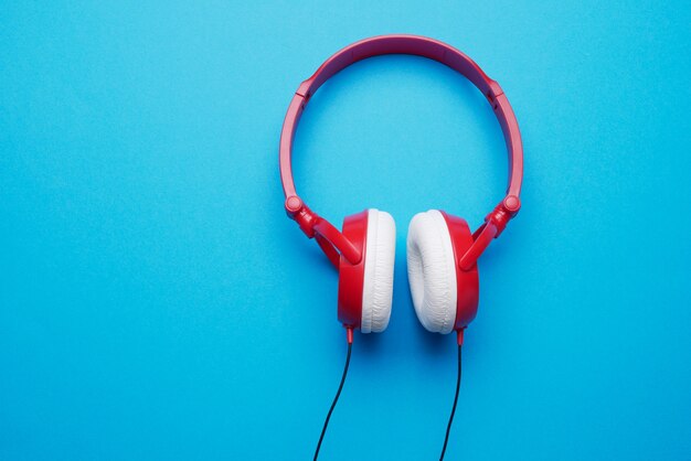 Image of red with white headphones