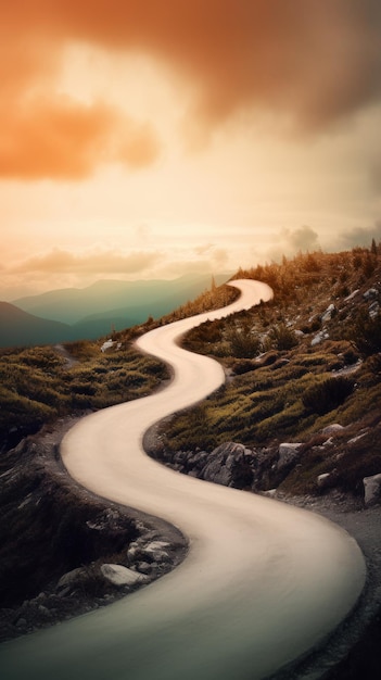 Image of a road in between hills