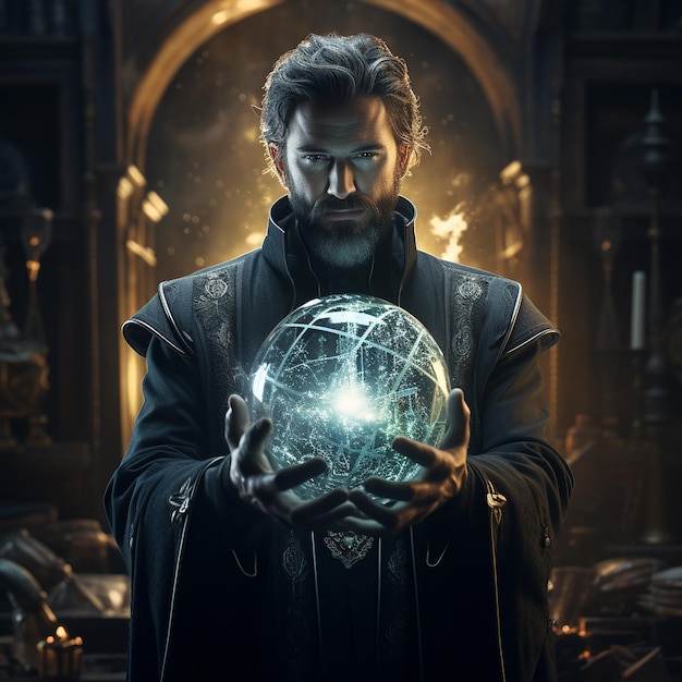 An image of a robotic wizard holding the world in his hand