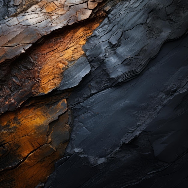 An image of a rock wall with orange and black paint