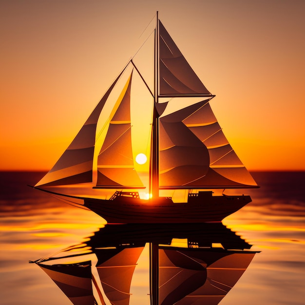 An image of sailboat in the water at sunset Generative AI