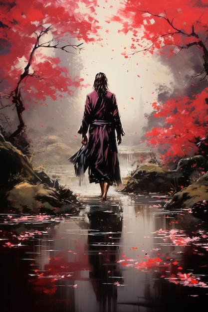 image of a samurai in the form of a majestic painting