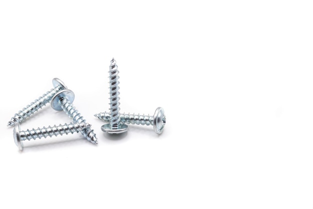 Photo image of screws on isolated background