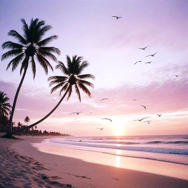 Image of a serene beach at sunset