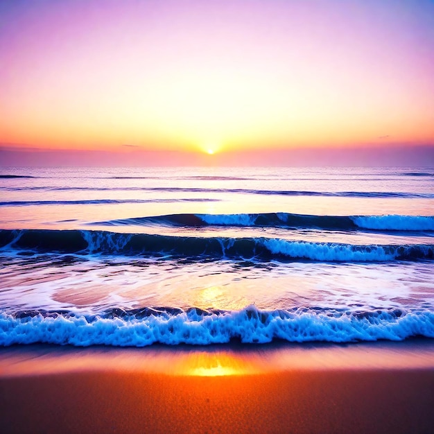 Image of a serene beach at sunset