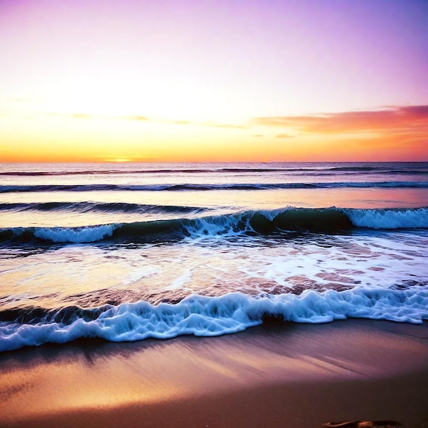 Image of a serene beach at sunset