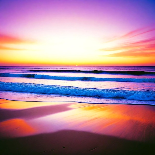 Image of a serene beach at sunset