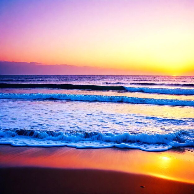 Image of a serene beach at sunset