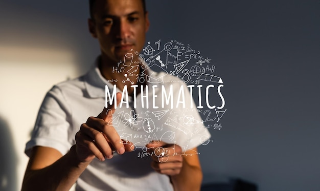 An image of a series of mathematical expressions and a hand pointing a finger at a formula. The image symbolizes the solution to the problem