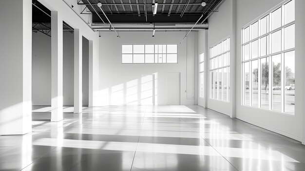 An image showcasing a large room with numerous windows ideal for commercial real estate purposes