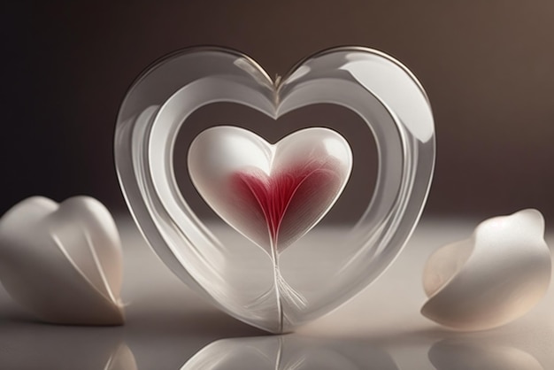 Photo an image showcasing a tiny heart elegantly presented on a clear and seamless canvas