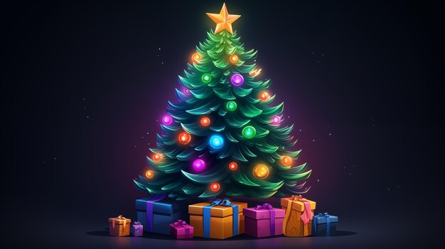 an image showing a christmas tree with a bunch of presents around it