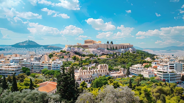 Photo the image shows the ancient ruins of the acropolis in athens greece