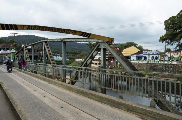 Image shows bridge with metal frame