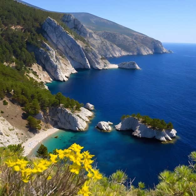 Photo the image shows the crimea in all its natural beauty the gursufe clear sea is so beautiful and the