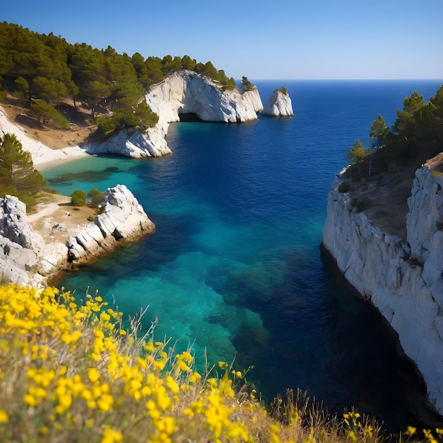 Photo the image shows the crimea in all its natural beauty the gursufe clear sea is so beautiful and the