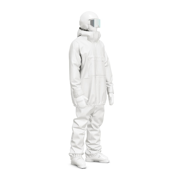 a image of a skier with full kit in a mannequin isolated on a white background