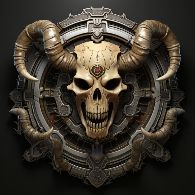 Premium AI Image | an image of a skull with horns on a black background