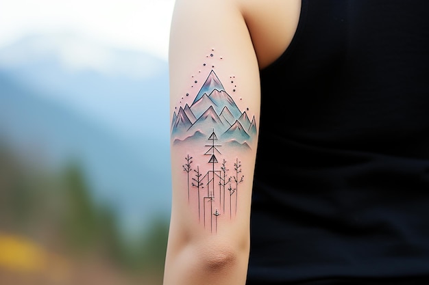 Flash Tattoos | Minimalist mountain temporary tattoo – The Flash Tattoo