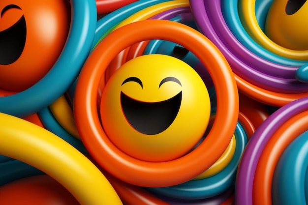 Photo an image of a smiley face surrounded by colorful rings