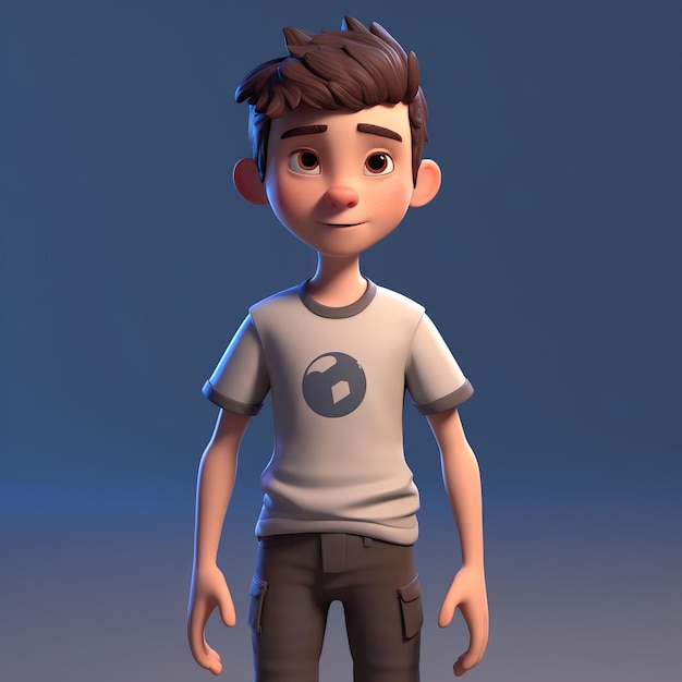 Image of a Smiling happy boy 3D cartoon model generative AI