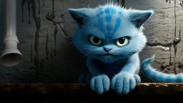 Image of a smurf cat with big eyes