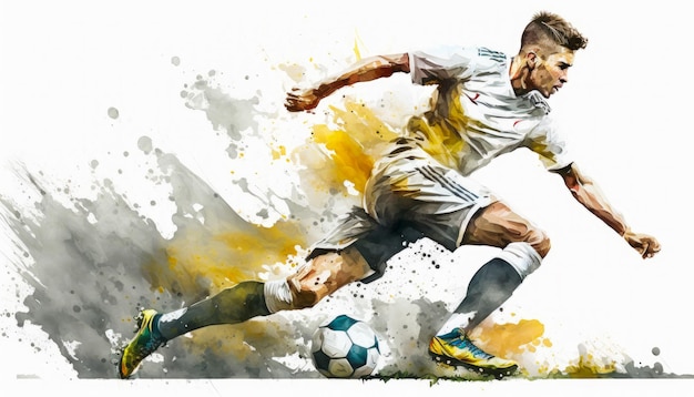 Image of soccer player kicking the ball Generative AI