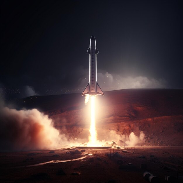 Photo image of the spacex starship landing on a march ai generated art