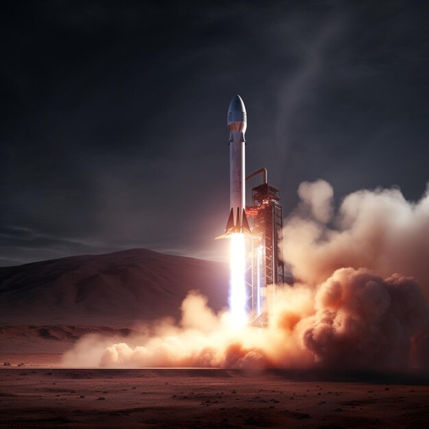 Photo image of the spacex starship landing on a march ai generated art