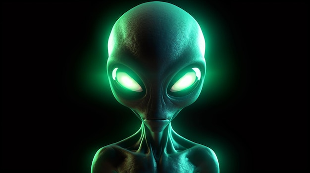 Photo image of a spooky alien with glowing eyes 6