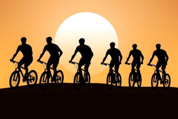 Image of sporty company friends on bicycles neural network ai generated