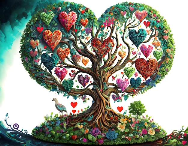 an image of a stylized tree with leaves shaped like hearts