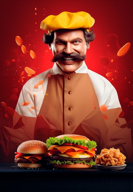 image of a super burger complete with mystery man