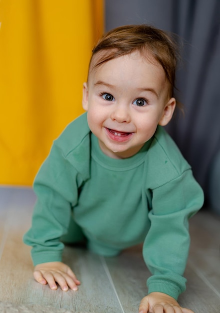 Image of sweet baby boy closeup portrait of child Cute toddler with beautiful eyes