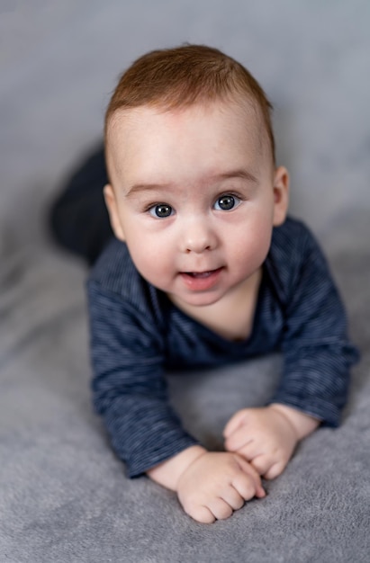 Image of sweet baby boy Closeup portrait of child Perfect caucasian infant