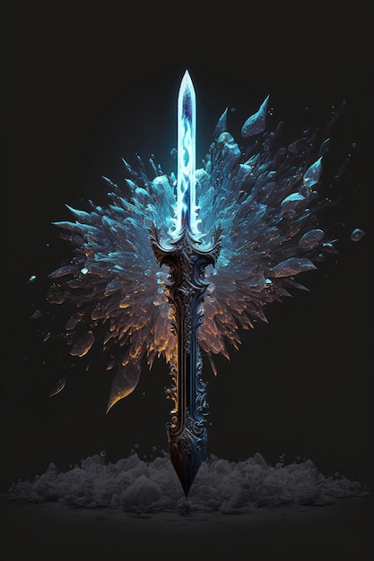 An image of a sword with fire coming out of it generative ai