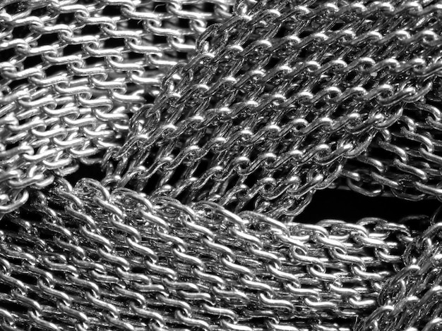 Photo image taken with a microscope detail of small metal chains