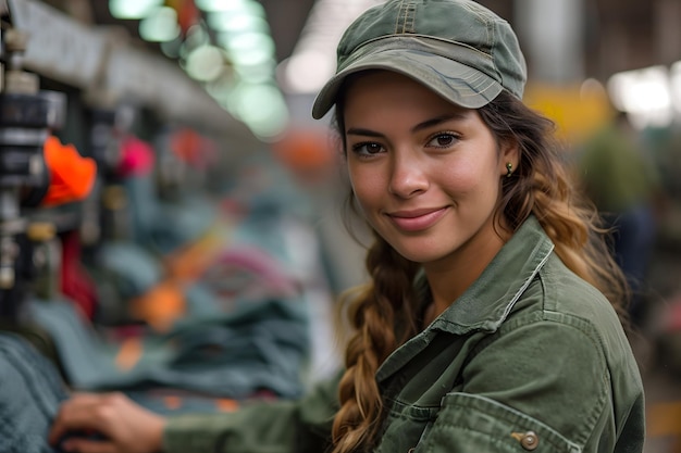 image of a textile factory worker amid apparel