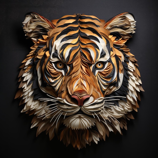 Premium AI Image  A Royal Bengal Tiger Face Illustration 3d Face