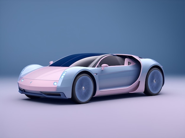 Image of toy car of pink and blue color