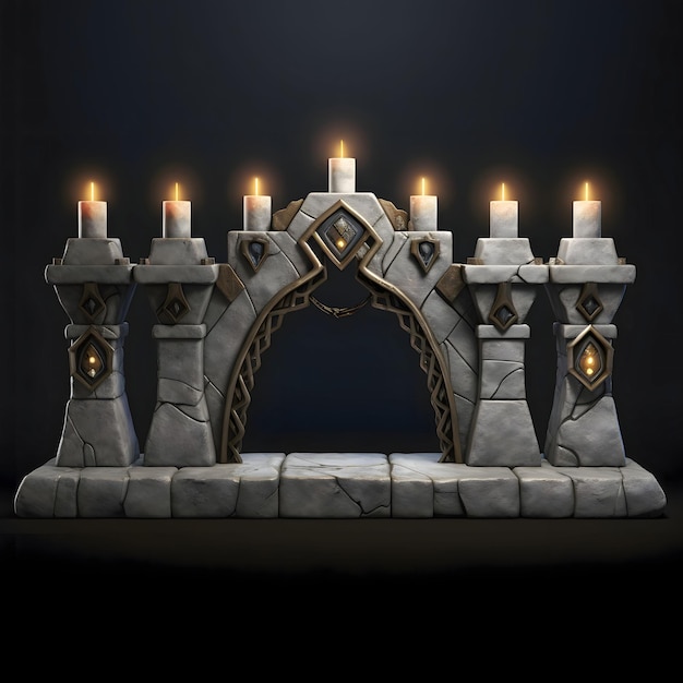 전통적 인 유대인 메노라  ⁇ 불 의 이미지 어두운 배경