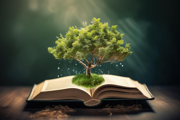 Image of tree emerging from book