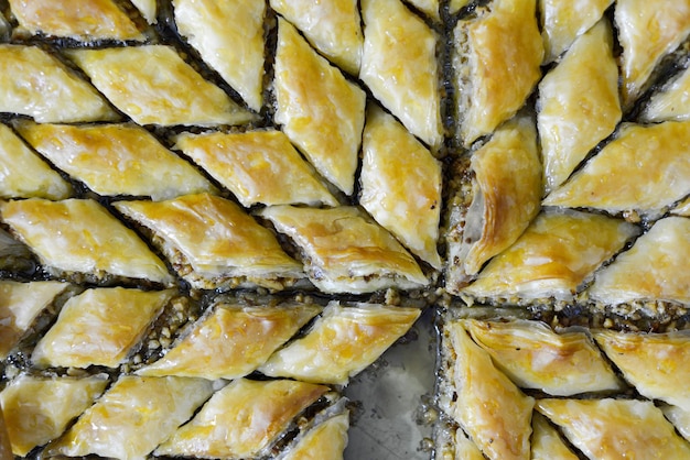 Image of a Turkish Ramadan Dessert Baklava with walnuts