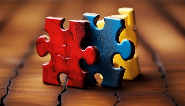 Photo an image of two puzzle pieces fitting perfectly together generated by artificial intelligence