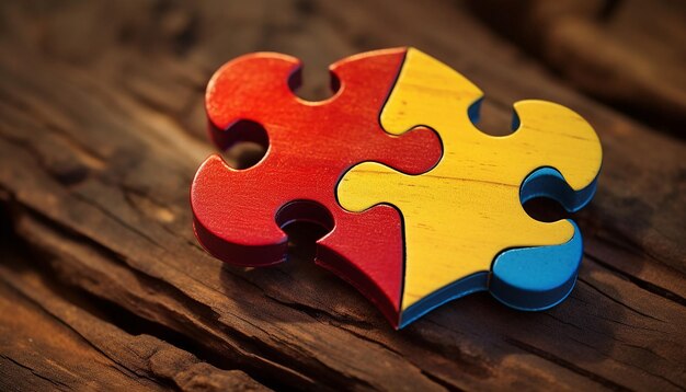 Photo an image of two puzzle pieces fitting perfectly together generated by artificial intelligence